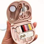 Resim 1 adet Dayanıklı Kompakt Seyahat Dikiş Seti, Mini Makas, Düğmeler ve İplik ile - Taşınabilir Acil Durum Tamir Seti Beyaz/Lotus Pembe 