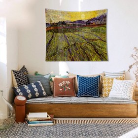 Resim Yükselen Güneşli Tarla ve Buğday Tarlası Duvar Örtüsü - 100 cm x 135 cm 