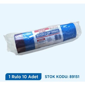 Resim Çöp Torbası Büyük Boy Büzgülü Mavi Hışır 65X70 6 Rulo 