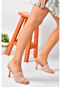 Resim Fox Shoes Pudra Triko Kumaş Topuklu Kadın Terlik P590033357 