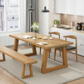 Resim Timber's Team DORA-Ahşap Yemek Masası / Ağaç Toplantı Masası / Çalışma Masası - Ahşap Ayaklı 