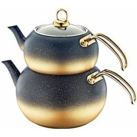 Resim Oms 4 Parça Granit Küre Çaydanlık Gold 8210-M 