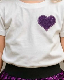 Resim Retro Women Kız Çocuk Mor Kalp Desenli Pullu Pamuklu Prenses Takım Mor 