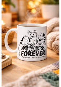 Resim Pet Friends Forever Porselen Kupa Model 69 Kedi &amp Köpek Figürlü Sevimli Tasarım, Hayvan Severlere Özel Kahve Ve Çay Kupası Diğer 