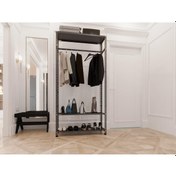 Resim Rafburada® Siyah Metal Portmanto, Gardırop 31x93x200 