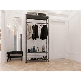 Resim Rafburada® Siyah Metal Portmanto, Gardırop 31x93x200 