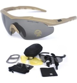 Resim 5.11 Tactical 3 Lensli Gözlük Bej / Taktikal Gözlük / Bisiklet Gözlüğü 