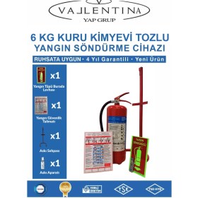 Resim Vallentina 6kg Tozlu Yangın Söndürme Cihazı Ruhsata Uygun Tse-Hyb/ce Belgeli(Talimat-Sehpa-Levha-Askı Aparatlı) 