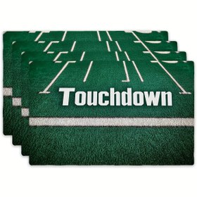 Resim 4'lü Kare Amerikan Servisleri - Malzeme, Canlı Futbol "Touchdown" Desenli Amerikan Spor Stili Sıcak Satış Masa Takımı Batılılar İçin (30.48 x 45.72 cm), Ev, Mutfak, Toplantılar, Doğum Günü Partisi Dekorasyonları, Tatil ve Yeni Eve Taşınma Hediyeleri İçin Uygun 