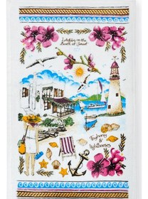 Resim 3lü Paket Baskılı Beyaz Mutfak Havlusu Modeli Sunset 