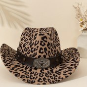 Resim 1 adet Çıkarılabilir Boğa Başı Amblemi, Polyester, Ayarlanabilir Boyut, Dokuma, Açık Hava Seyahat ve Günlük Giyim için Leopar Desenli Western Kovboy Şapkası, Noel, Cadılar Bayramı, Şükran Günü için Tatil Temalı 