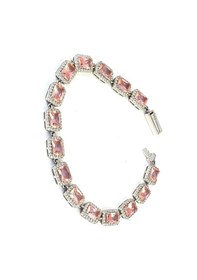 Resim Sky Diamond Pink Morganit Taşlı 925Ayar Gümüş Lüks Su Yolu Bilekl 