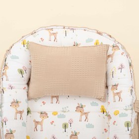 Resim Babynest ve Yastık - Çift Taraflı - Bej Waffle - Ceylan 