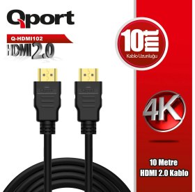 Resim Qport Q-HDMI102 Altın Uçlu 10 Metre 4K Hdmı2.0 Kablo 