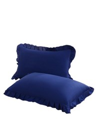 Resim Maki Home Pamuklu Lacivert Fırfırlı İki Adet 50x70 Yastık Kılıfı 