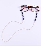 Resim platin hediyelik Kadın Lapis Taşı Doğal Taş Güneş Gözlüğü Zinciri Boncuklu Gözlük Ipi Askısı 