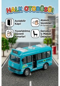 Resim Minibüs Araba Oyuncak Otobüs - Kapıları Açılabilen Sürtmeli Pilsiz Güvenli Model 