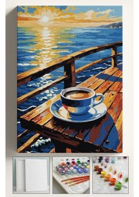 Resim Sayılarla Boyama Seti Numaralı Tuval Fırça Boya Dahil Kasnaklı Set 40x50 Cm - Güneş Kahve 