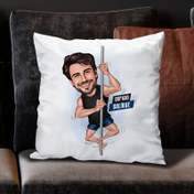 Resim Sırıkla Atlayan Erkek Karikatürlü Yastık 