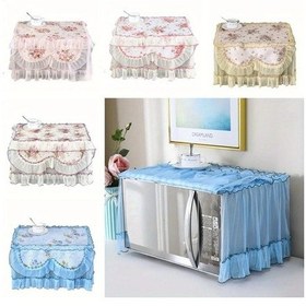 Resim Xuweiwei Pembe Dantel Mikrodalga Kapağı Zarif Çiçekli Desen Dekoratif Mutfak Örtüsü 