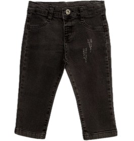 Resim minny max Beli Lastikli Yıpratma Detaylı Siyah Denim Çocuk Pantolon 