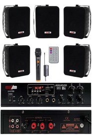 Resim Lastvoice Black Large Plus Paket-4 Hoparlör Ve Anfi Anons Ses Sistemi Seti 