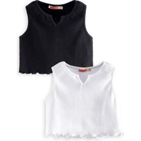 Resim Denokids Kız Çocuk Siyah Beyaz Crop Atlet 2'li Takım 