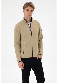 Resim U.S. Polo Assn. Erkek Regular Fit Açık Haki Polar Örme Hırka 50313779-VR183 