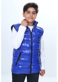 Resim Toontoy Kids Toontoy Erkek Çocuk Su İtici Dik Yaka Fermuarlı Cepli Parlak Şişme Yelek Saks 