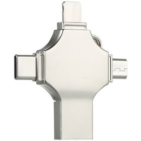 Resim Pazly 64 Gb 4'ü 1 Arada Metal Usb Flash Bellek Cep Telefonu Gümüş 