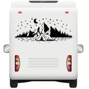 Resim Melek Pazarı 120 X 50 Cm Kamp Çadırı Ay Ve Yıldırlar Manzara Karavan Sticker 
