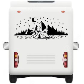 Resim Melek Pazarı 120 X 50 Cm Kamp Çadırı Ay Ve Yıldırlar Manzara Karavan Sticker 