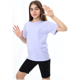Resim Toontoy Kids Toontoy Kız Çocuk Baskılı Bisiklet Yaka Kısa Kollu Tişört Mavi 