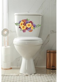 Resim Sulu Boya Soft Renkli Çiçekler Klozet Kapağı Ve Banyo Sticker 
