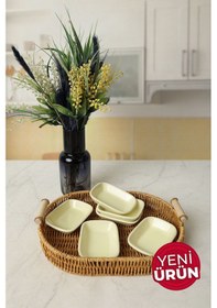 Resim Keramika Sarı Dikdörtgen Çerezlik 11 Cm 6 Adet 103 Sarı Kase 