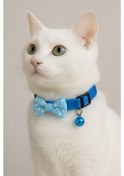 Resim Mıt Kedi Boyun Tasması Papyonlu Mavi 