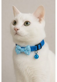 Resim Mıt Kedi Boyun Tasması Papyonlu Mavi 