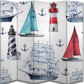 Resim Deniz Temalı Özel Tasarım Paravan Room Divider 180 x 200 cm 