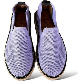 Resim Unisex El Yapımı Triko Espadril Lila-beyaz Beyaz 