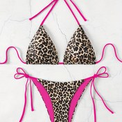 Resim Kadınlar için Yeni Leopar Desenli Bikini Seksi Mayo Takımı, İki Parça Bikini 