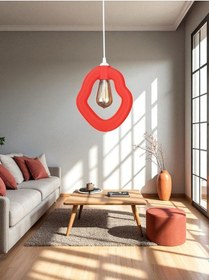 Resim Bohem Beton Görünümlü Modern Minimalist Avize Ayarlı E27 Duy Salon Mutfak Yatak Odası Ofis Kafe Kırmızı 