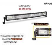 Resim Off Road Led Bar Turuncu Flaşlı Oval Kavisli 3 Sıra 80 Cm 99 Led (449789358) 