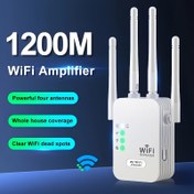 Resim Wifi Genişletici, Wifi Sinyal Güçlendirici, WIFI6 ile Uyumlu, Ethernet Bağlantı Noktası ile Donatılmış, 360 ° Kapsama için 4 Anten Özellikli, 11.000 Metrekareye kadar Uzanan, 35'ten Fazla Cihaza Uygun ve Evde Wifi Tekrarlayıcı Olarak Sadece Bir Tıklamayla Kurulabilir 