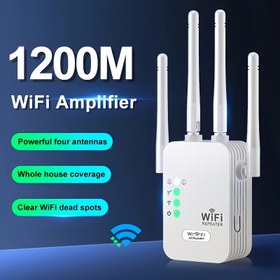 Resim Wifi Genişletici, Wifi Sinyal Güçlendirici, WIFI6 ile Uyumlu, Ethernet Bağlantı Noktası ile Donatılmış, 360 ° Kapsama için 4 Anten Özellikli, 11.000 Metrekareye kadar Uzanan, 35'ten Fazla Cihaza Uygun ve Evde Wifi Tekrarlayıcı Olarak Sadece Bir Tıklamayla Kurulabilir 