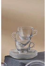 Resim Yz Home Cam Boncuk Detaylı 12 Parça 6 Kişilik Kahve Fincan Takımı 