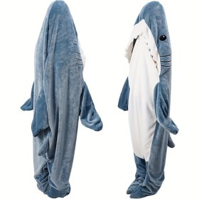 Resim Yetişkinler için SOWOIOM Giyilebilir Köpekbalığı Battaniye Hoodie - Beyaz Karınlı Yumuşak Flanel Mavi Köpekbalığı Kostümü, Makinede Yıkanabilir Rahat Tek Parça Battaniye Yatak veya Kanepe İçin, Komik Hediyeler, Köpekbalığı Hoodie, Yatak ve Kanepe Battaniyesi, Çağdaş Tarz, Eğlenceli Tasarım, Detaylar 