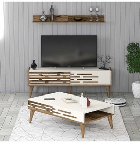 Resim Variant Valensiya 140cm Tv Ünitesi Ve Orta Sehpa Takımı - Ceviz / Krem 