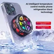Resim AI Akıllı Sıcaklık Kontrolü Cep Telefonu Soğutma Siyah Teknoloji, Dört Seviye Soğutma Ayarı Gerçek Zamanlı Ekran, Sessiz Fan Tasarımı, Buz Manyetik Emme Engelsiz Ekran ve El, Pürüzsüz Oyun İşlemi, Kolay Oyun ve Video İzleme İçin Gerekli 