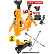 Resim 2ton/2000kg Tekerlekli Araba Krikosu + 2ton Sehpa Tip + Bijon Set 