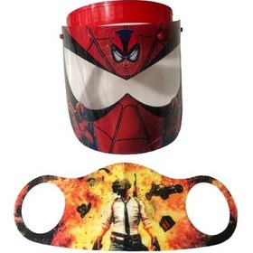 Resim Gürbey Spiderman Baskılı Çocuk Siperlik + Pubg Desenli Çocuk Maske 